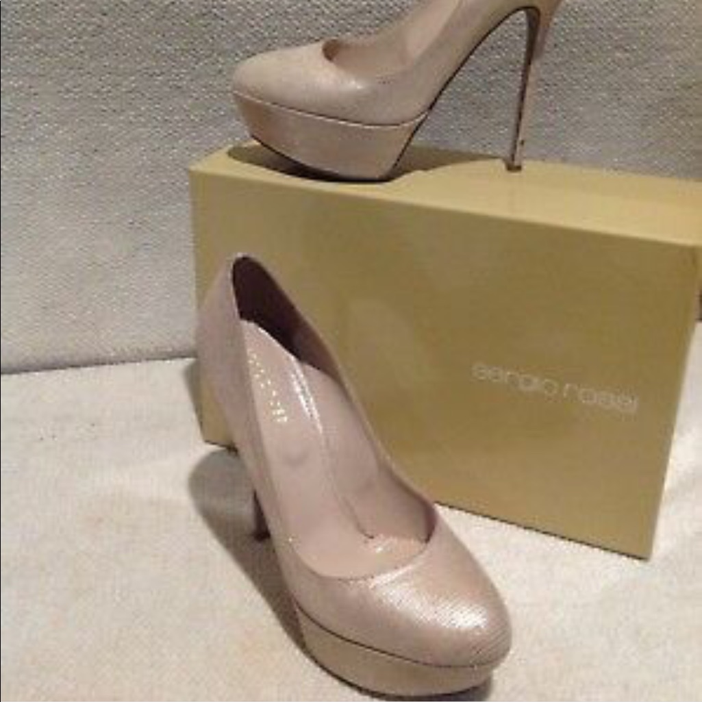 Sergio Rossi Caviar Lizard Leather Sz 7 Usa, 37.5